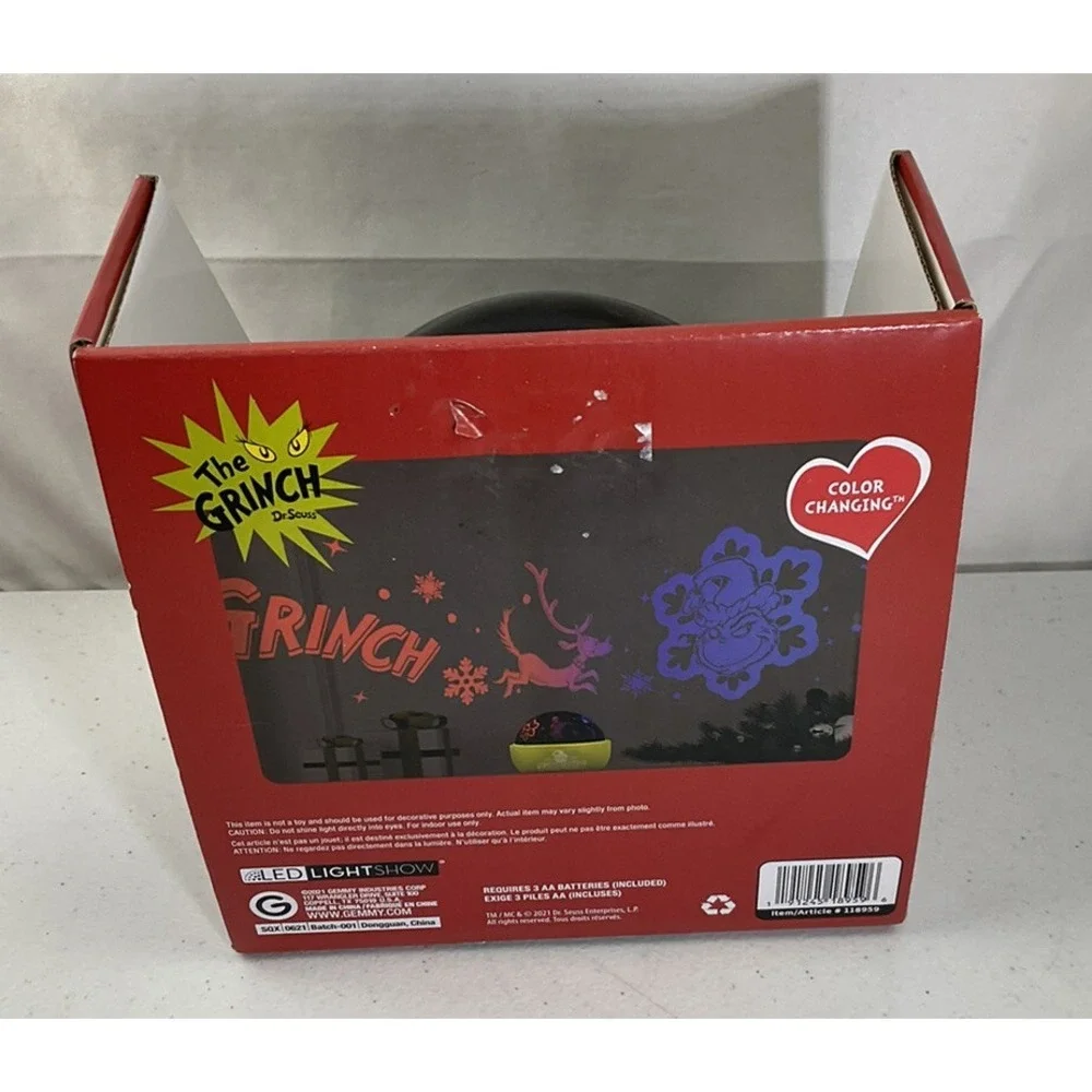 Dr Seuss The Grinch LED Shadowlights Color Changing Rotating Projector Gemmy